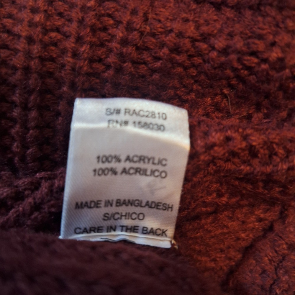 Fashion Nova Burgundy Twist Front Cold Shoulder Cropped Knit Sweater Size Medium - Picture 4 of 5
